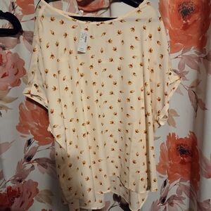 Maurices Cream and Orange Floral Blouse